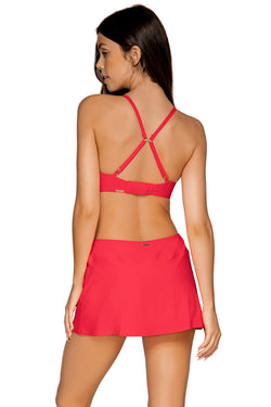 Sunsets Geranium Sporty Swim Skirt Bottom