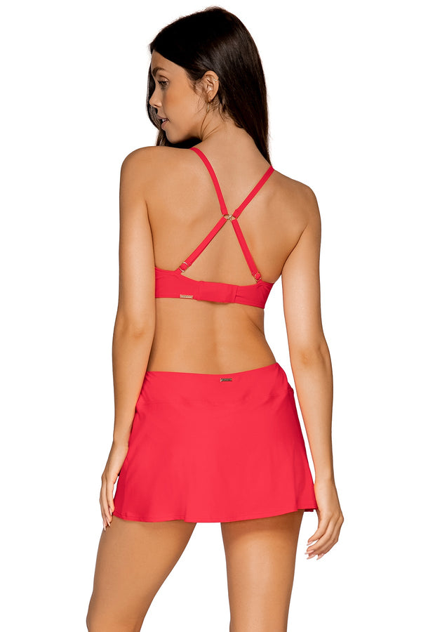 Sunsets Geranium Sporty Swim Skirt Bottom