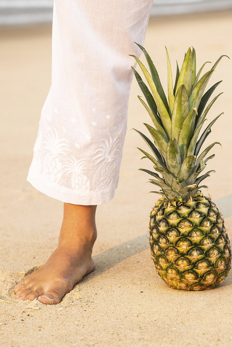 White Aloha Cotton Pants