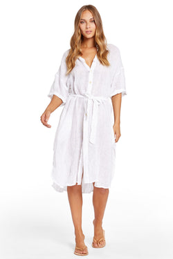 Vitamin A White Ecolinen Gauze Playa Dress