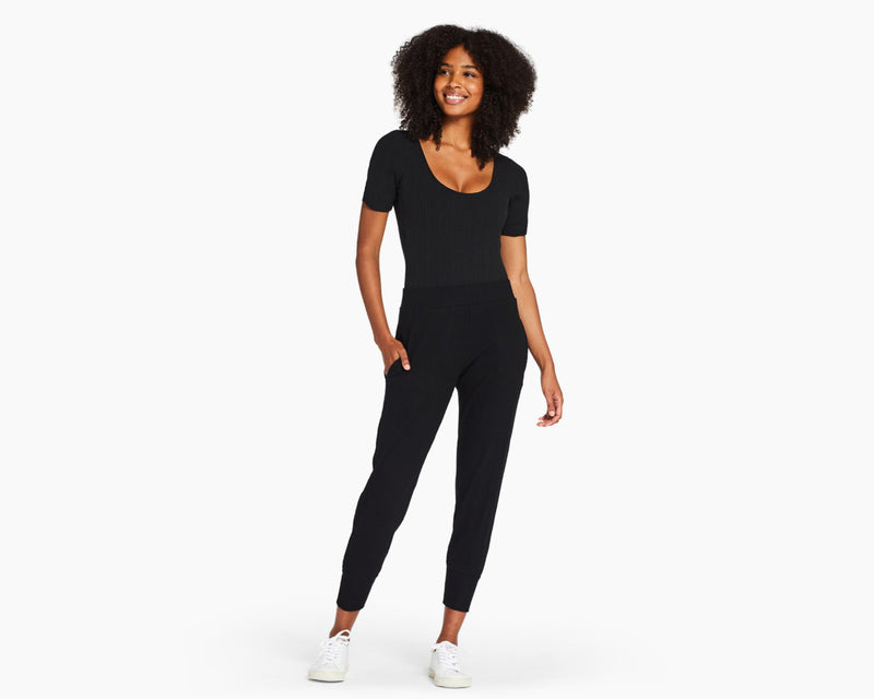 Vitamin A Black Organic Rib West Bodysuit